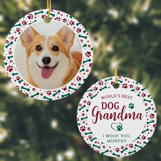 Wereld Beste hond Grootma Paw Drukt Pet Foto Keramisch Ornament
