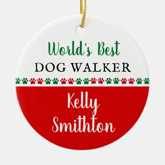 Wereld Beste hond Walker Dank je kerstcadeau Keramisch Ornament (Voorkant)