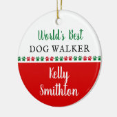 Wereld Beste hond Walker Dank je kerstcadeau Keramisch Ornament (Links)