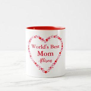 Wereld Beste Mam Hearts Tweekleurige Koffiemok
