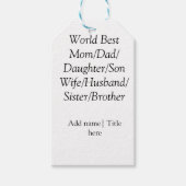 Wereld beste moeder echtgenoot vrouw vader dochter cadeaulabel (Voorkant)