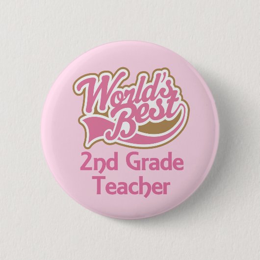 Wereld beste tweede klas leraar ronde button 5,7 cm (Voorkant)