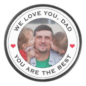 Wereld Beste vader Foto Harde Rode Witte Tekst Hockey Puck (Voorkant)