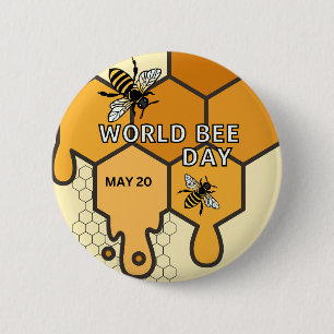 Wereld Bijendag Ronde Button 5,7 Cm