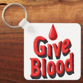 Wereld Bloeddonordag - Geef bloedtekst met druppel Sleutelhanger (Voorkant)
