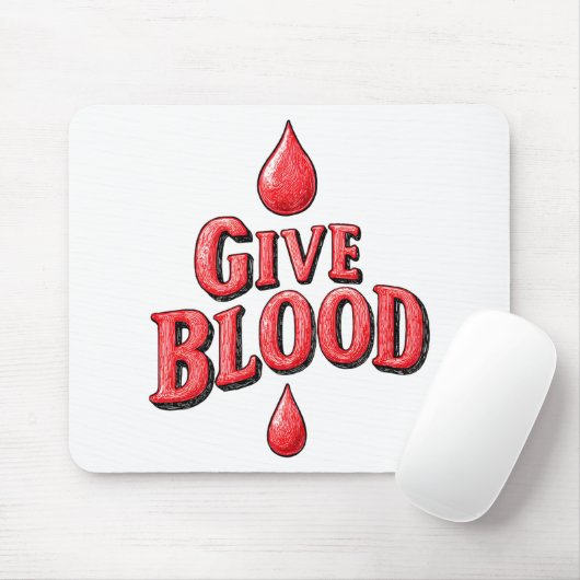 Wereld Bloeddonordag - Geef bloedtekst voor bewust Muismat (Met muis)