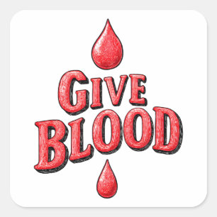 Wereld Bloeddonordag - Geef bloedtekst voor bewust Vierkante Sticker