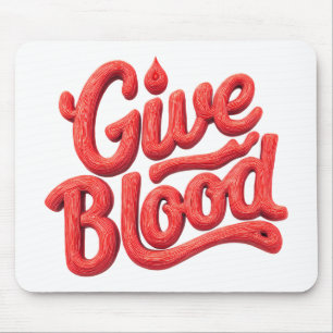 Wereld Bloeddonordag - Glossy Blood Donation Text Muismat