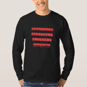Wereld Braille Dag Blinden Bewustzijn Solidair Pre T-shirt