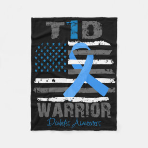 Wereld Diabetes Bewustzijn Blauwe Lint T1d Warrior Fleece Deken