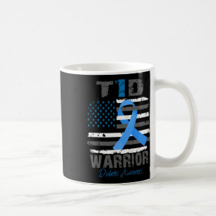 Wereld Diabetes Bewustzijn Blauwe Lint T1d Warrior Koffiemok