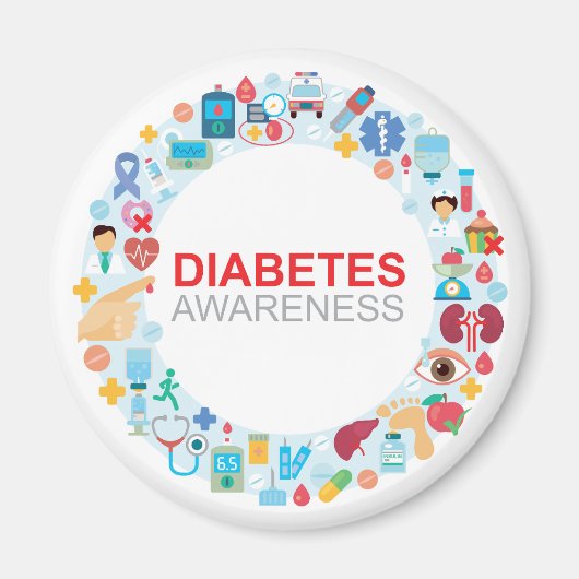 Wereld Diabetes Dag Bewustzijn Cirkel Magneet (Voorkant)