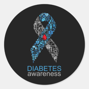 Wereld Diabetes Dag Diabetes Awareness Ribbon Ronde Sticker