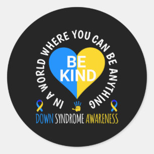 Wereld Down Syndroom Dag Be Kind Down Syndroom Awa Ronde Sticker