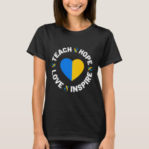 Wereld Down Syndroom Dag Bewustzijnslint Leer Hop T-shirt