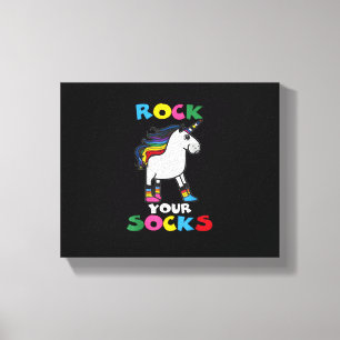 WERELD DOWN SYNDROOM DAG Sokken Rocken Eenhoorn T- Canvas Afdruk