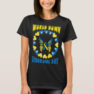 Wereld Down Syndroom Dag Vlinderbewustzijn Mannen T-shirt