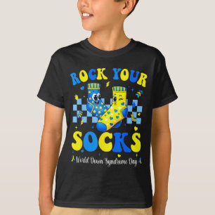 Wereld downsyndroom dag rock sokken bewustzijn t-shirt