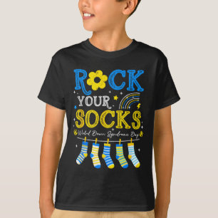 Wereld downsyndroom dag rock sokken bewustzijn t-shirt
