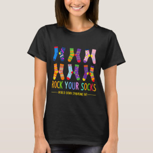 Wereld downsyndroom dag rock sokken bewustzijn t-shirt