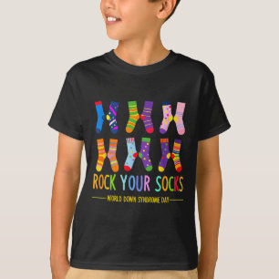 Wereld downsyndroom dag rock sokken bewustzijn t-shirt
