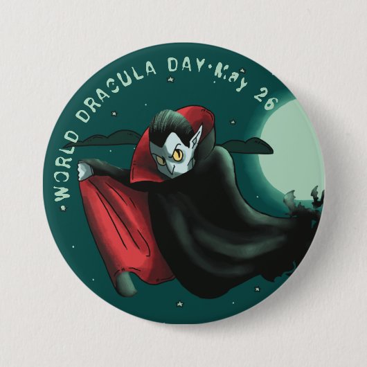 Wereld Dracula Dag, vampier Ronde Button 7,6 Cm (Voorkant)