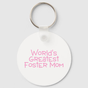 Wereld grootste foster mam roze sleutelhanger
