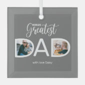 Wereld grootste foto van vader 2 glas ornament (Voorkant)