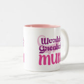 Wereld het grootst MUM, draden, moederdag mok beke (Voorkant rechts)