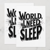 Wereld, ik heb slaap nodig Grappig typografie ontw Kaart (Voorkant / Achterkant)