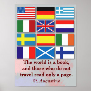 Wereld is een boek - St. Augustinus Poster