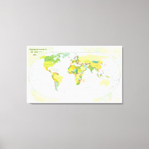 wereld+kaart+wereldbol+land+atlas canvas afdruk