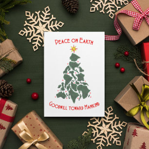 Wereld Kerstboom Kerstmis Kaart