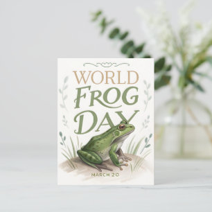 Wereld Kikkers Dag Waterverf Natuur Kunst Briefkaart