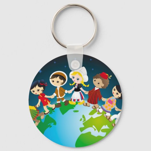 Wereld kinders sleutelhanger (Voorkant)