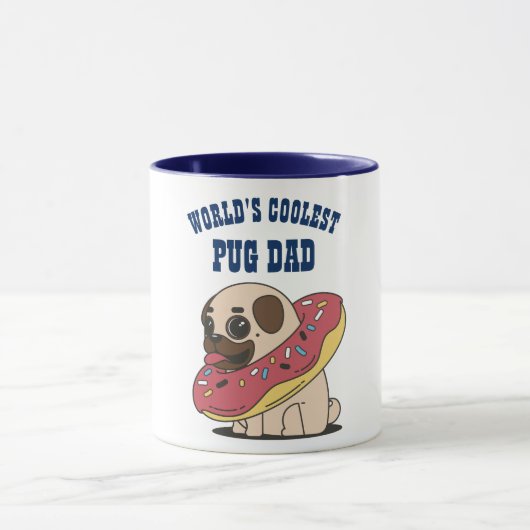 Wereld koelste PUG DAD - Funny dog donut cartoon Mok (Midden)
