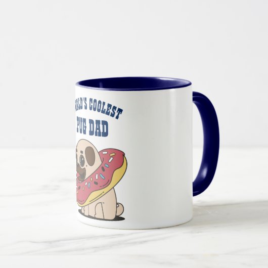 Wereld koelste PUG DAD - Funny dog donut cartoon Mok (Voorkant rechts)