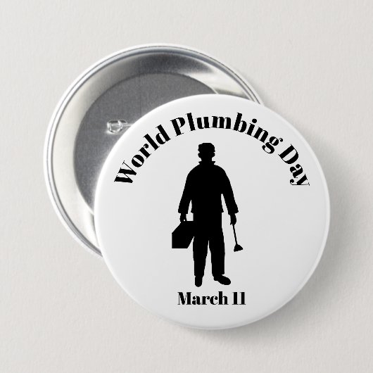 Wereld-leidingdag-Button - Silhouette Plumber Ronde Button 7,6 Cm (Voorkant /achterkant)