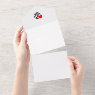 Wereld Liefde Bol Icon   Hart Aarde Zomer Design All In One Uitnodiging