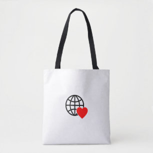 Wereld Liefde Bol Icon   Hart Aarde Zomer Design Draagtas