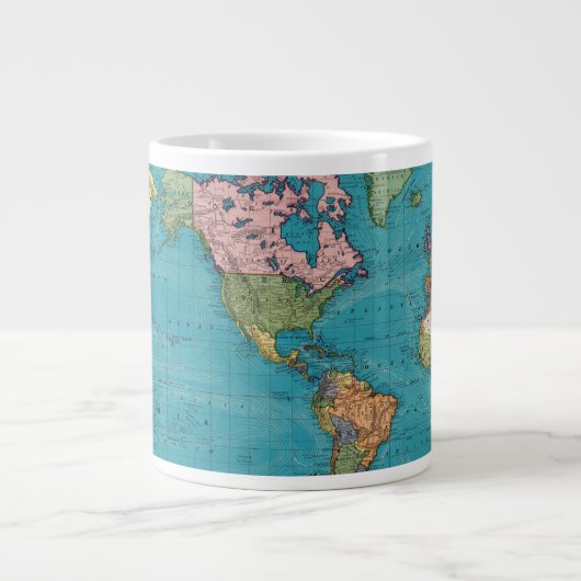Wereld, Mercator-projectie Extra Grote Mok (Voorkant)