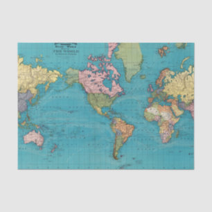 Wereld, Mercator-projectie Tissuepapier