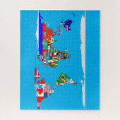 wereld met vlag legpuzzel (Verticaal)
