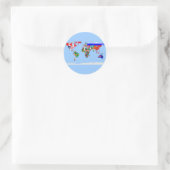 wereld met vlag ronde sticker (Tas)