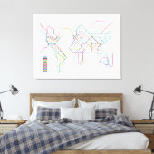 Wereld metrokaart canvas afdruk (Insitu (Slaapkamer))
