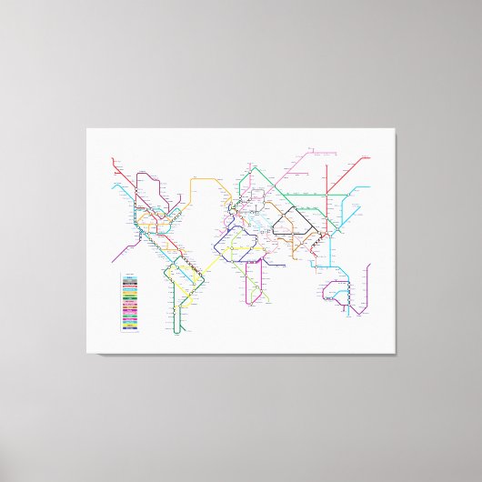 Wereld metrokaart canvas afdruk (Voorkant)