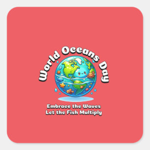 Wereld Oceanen Dag: 8 juni Vierkante Sticker