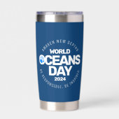 Wereld Oceanen Dag Blauwe Gestileerde Aarde Golven Geïsoleerde Drinkbeker (Achterkant)