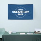 Wereld Oceanen Dag Blauwe Gestileerde Aarde Golven Spandoek (Beurs)