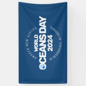 Wereld Oceanen Dag Blauwe Gestileerde Aarde Golven Spandoek (Verticaal)